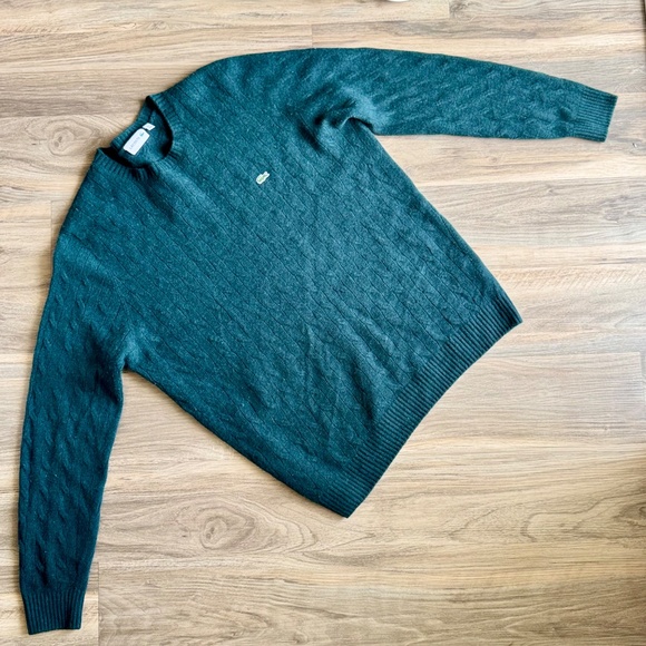 Lacoste Men's XL Woolmark Cable Knit Crewneck Sweater Dark Green - Picture 13 of 13